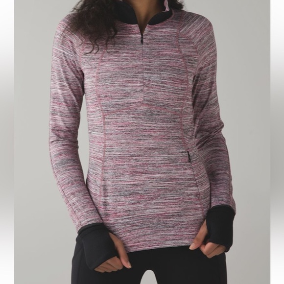 LULULEMON Runderful Zip Long Sleeve Shirt Jacket Space Dye Camo Berry Sz 8 M - Picture 1 of 11